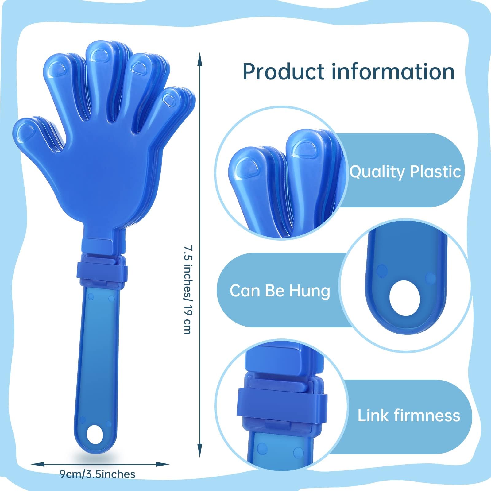 ZCYSRLQIN 120 Pcs Royal Blue Hand Clappers 7.5 Inch Clappers Noisemakers Noise Makers Party Favors Plastic Clapper Sporting Events Cheers Ball Dance Basketball Football Noisemakers ?Royal Blue?