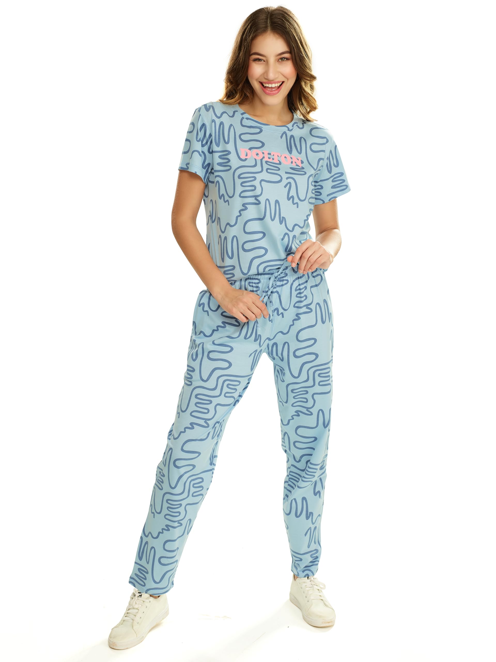 lotik Women's Cotton Geometric Print Loungewear Top & Payjama Set-picture-10
