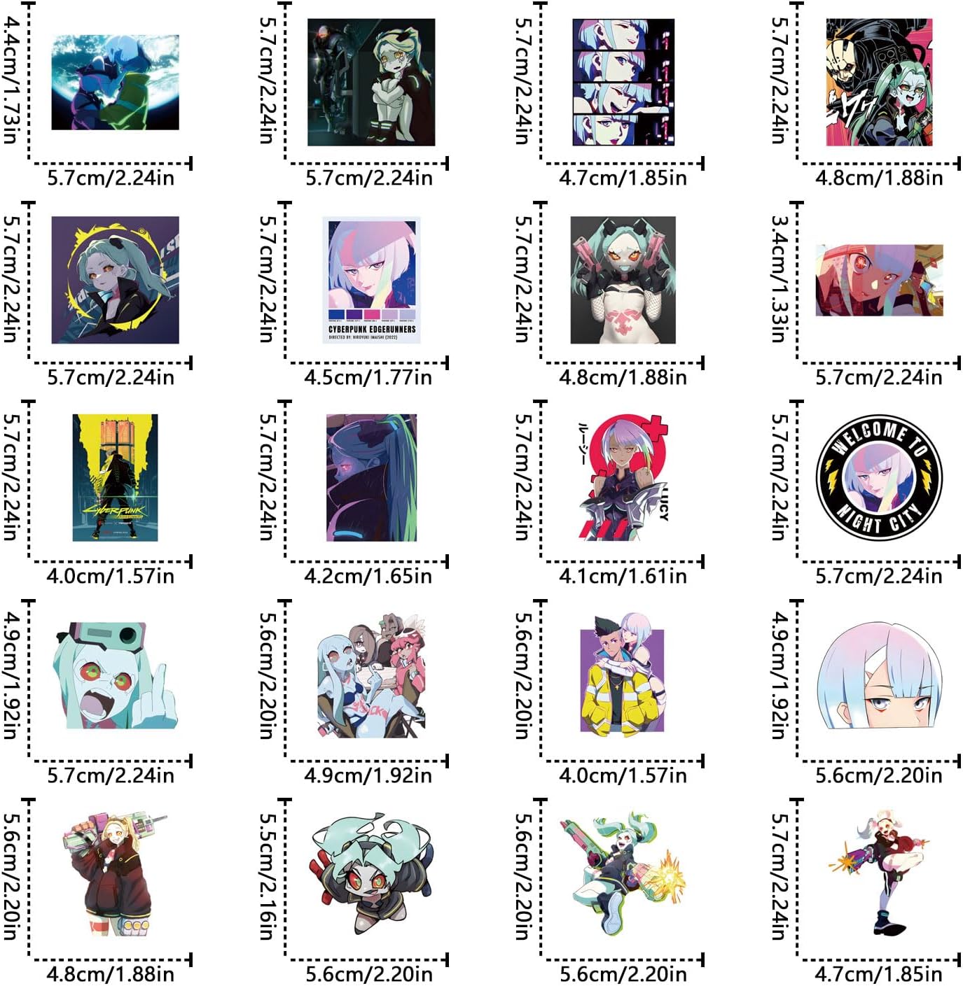62pcs Movie Anime Stickers Pack，Cute Cartoon Aesthetics Vinyl Waterproof Decals for Water Bottle, Laptop, Phone, Skateboard, Journaling for Party Supply Decor Favor