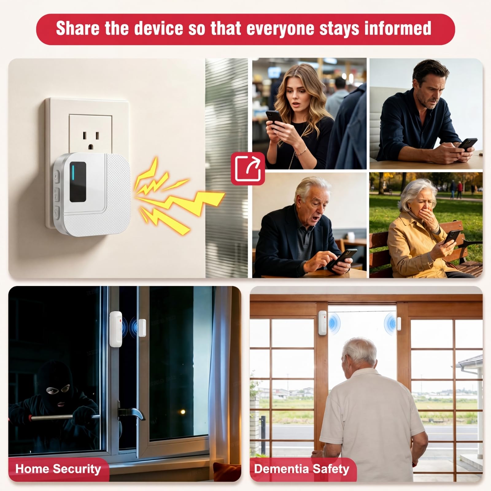 Sanjie Sensor de alarma de puerta, timbre de alarma de apertura de puerta WiFi al entrar para negocios, hogar, tienda, oficina, alerta de tu teléfono, alarmas para seguridad de niños, rango de 500