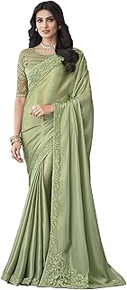 TRENDMALLS Women's Chiffon Embroidery Sequence work Saree with Unstitched Blouse Piece Price In India