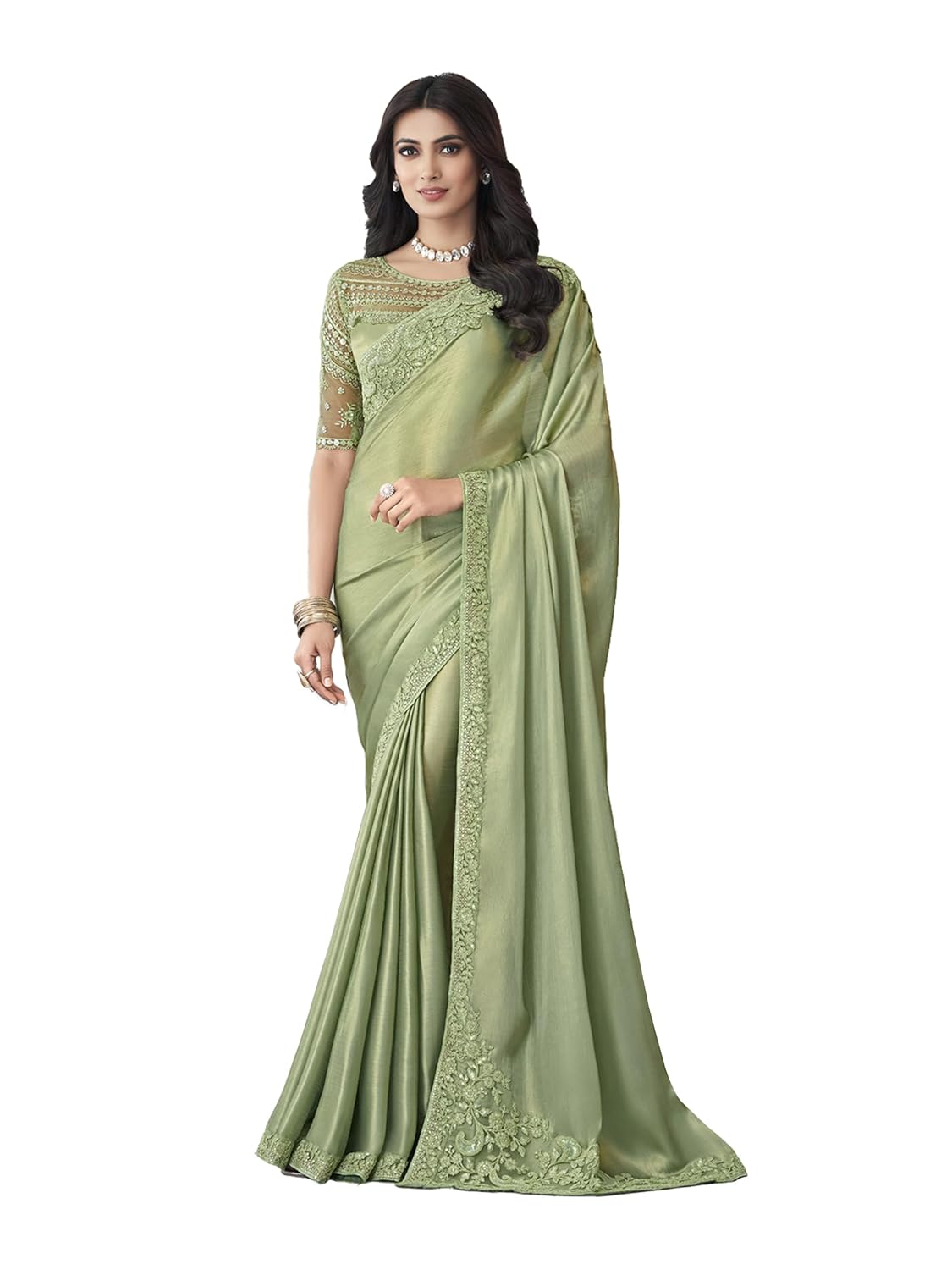 TRENDMALLS Women's Chiffon Embroidery Sequence work Saree with Unstitched Blouse Piece - Review, Price and Buying Guide