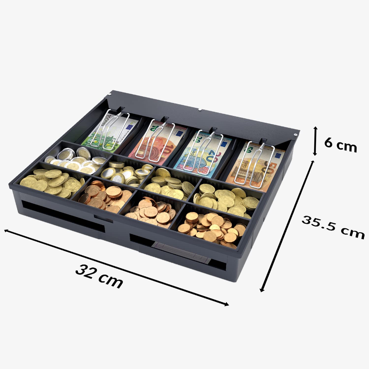 Reda Kassalade | 410 Standaard | Zwart | 8 Muntvakken 4 Biljetvakken Reda Kassalade | 410 Standaard | Zwart | 8 Muntvakken 4 Biljetvakken