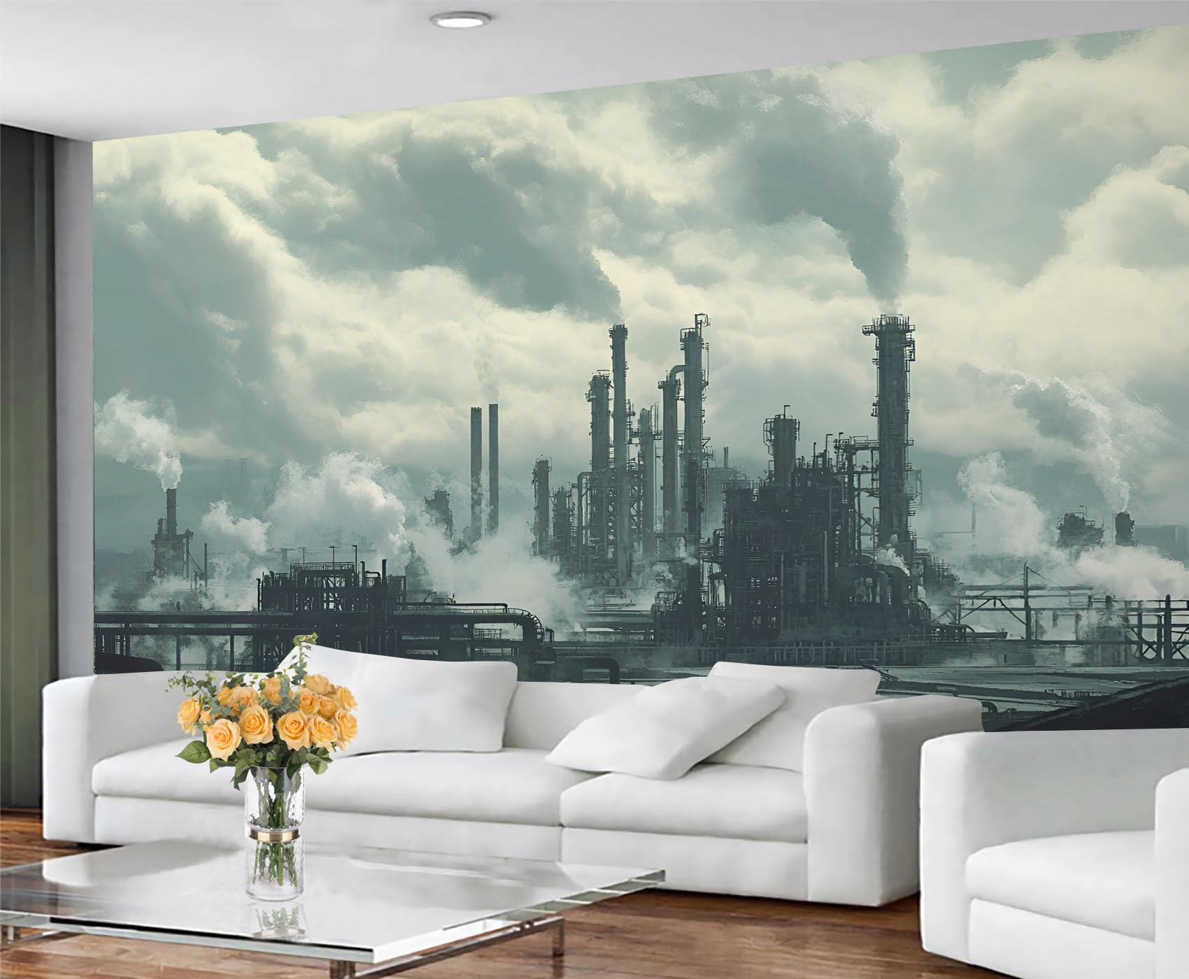GIVLWF City Large Mural & Room Decor, Industrial City Bedroom Wallpaper, Vintage Wall Paper for Living Room, Non-Self-Adhesive, Murals for Walls — image 1