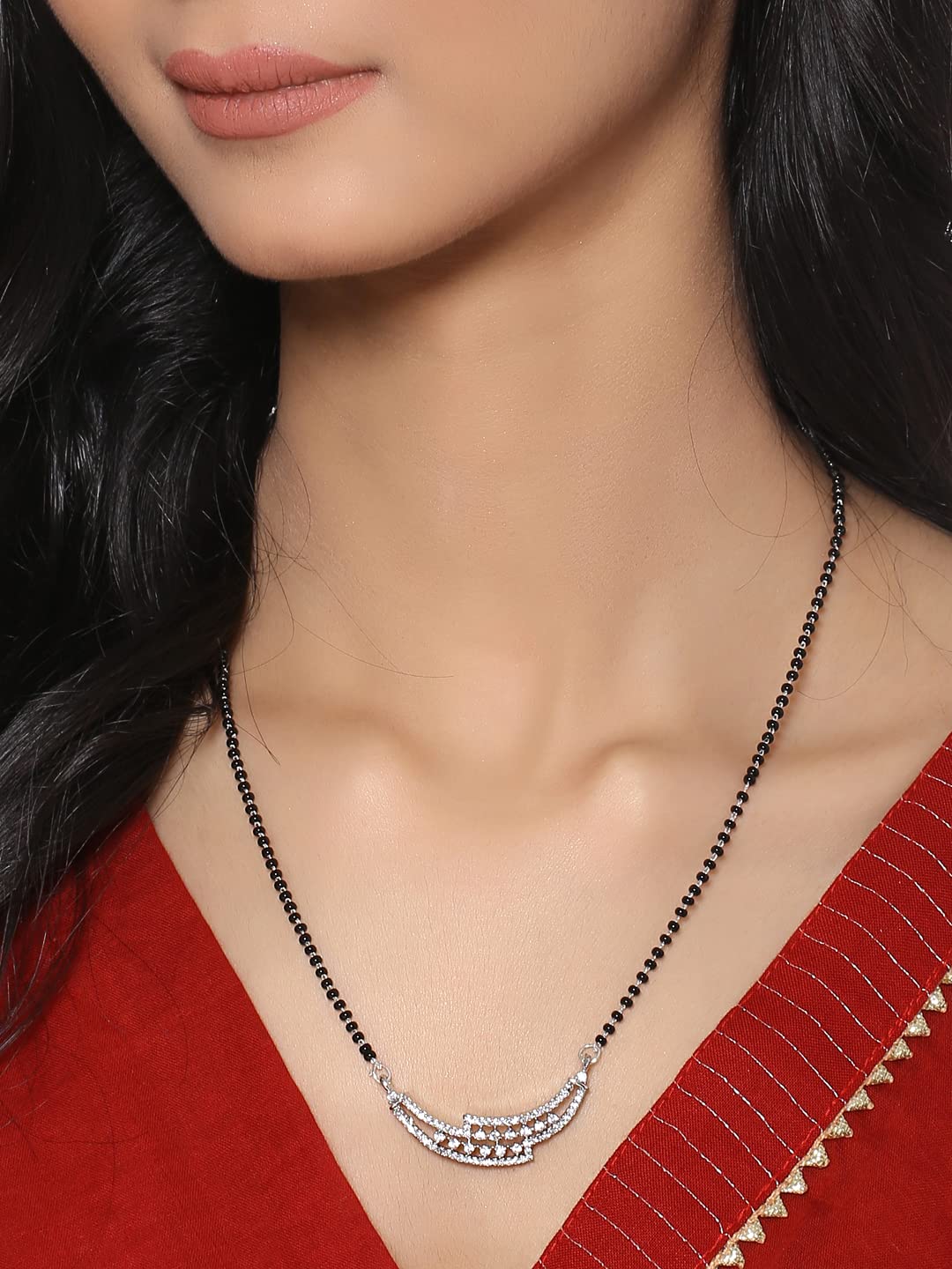 AD American Diamond Studded Beads Mangalsutra