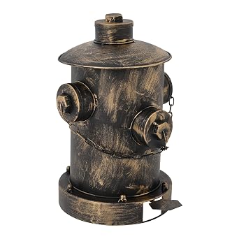 Fire Hydrant Trash Can Retro Outdoor Trash Can with Lid, Metal Garbage Can with 2.5L Inner Bucket Indoor Outdoor Waste Bins for Kitchen Park Garden Bronze