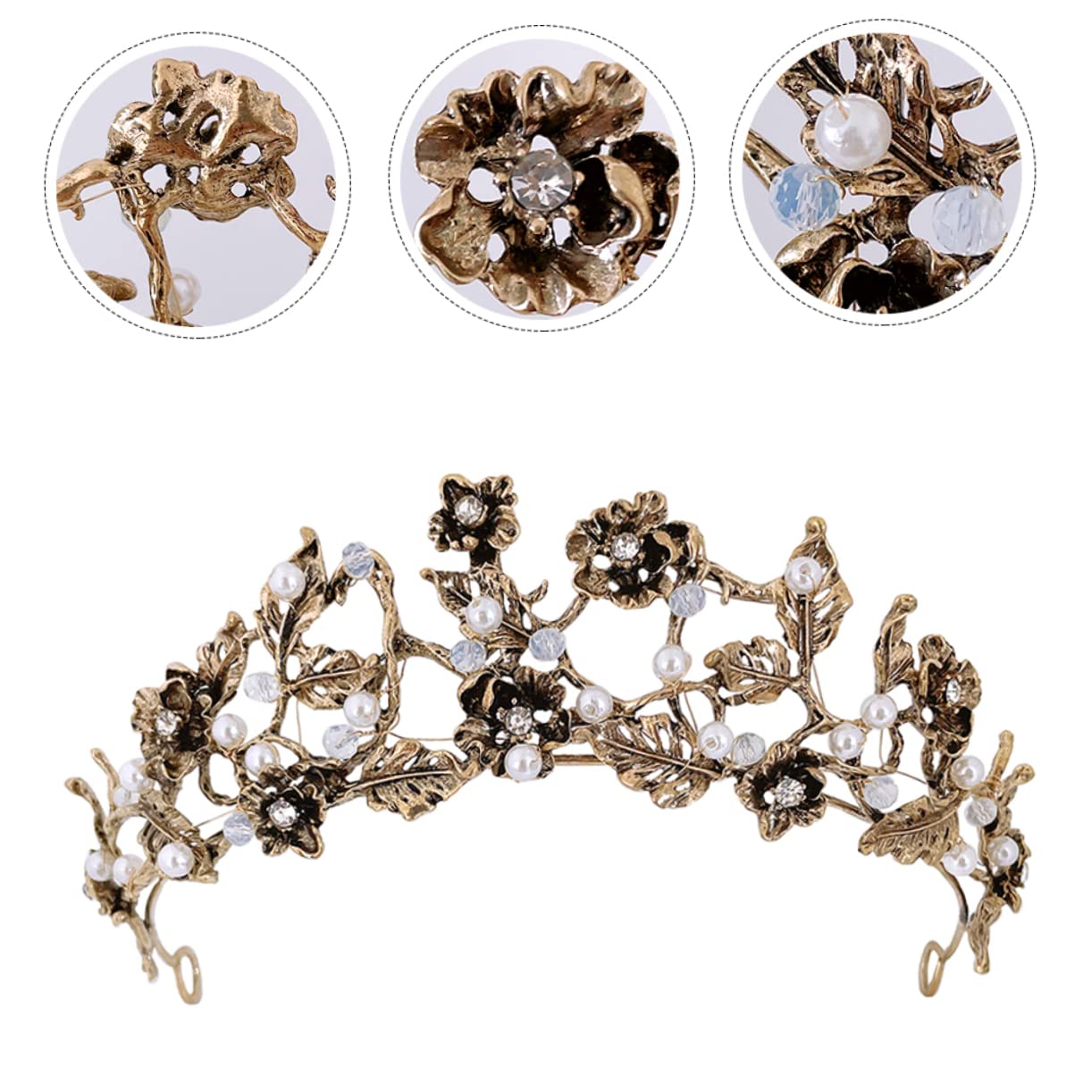 Healeved 4piezas Diadema De Perlas Para Boda Tocado De Novia Diseño Barroco y Cristales Accesorio Elegante Para Fiestas y Cumpleaños