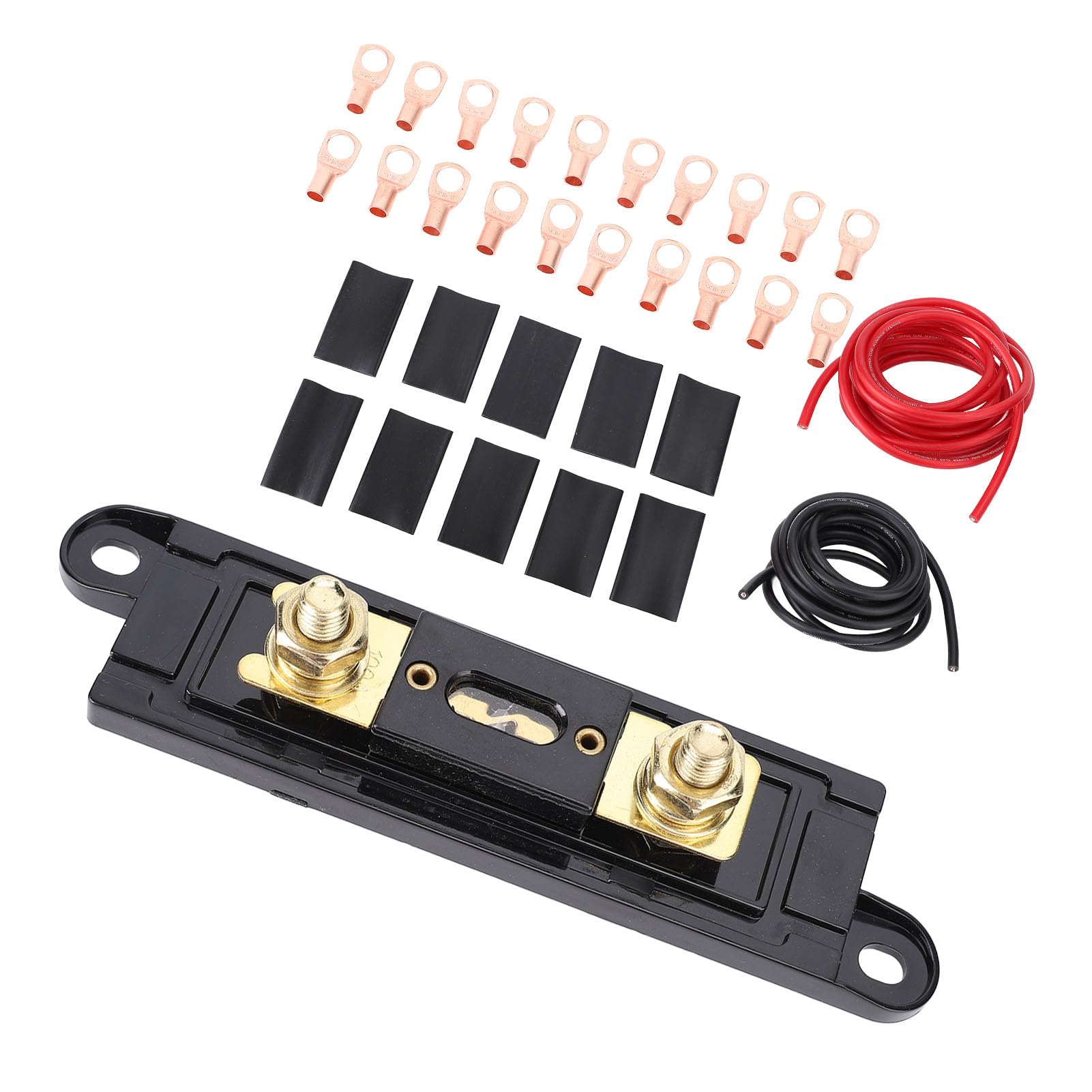 RiToEasysports Kabel Akumulatora 4AWG 20 Stóp Aluminiowy Przewód Zasilający Pokryty miedzią ze skrzynką Bezpieczników 150 A do Samochodów Osobowych Przyczep Kempingowych Oświetlenie Wewnętrzne Wieże