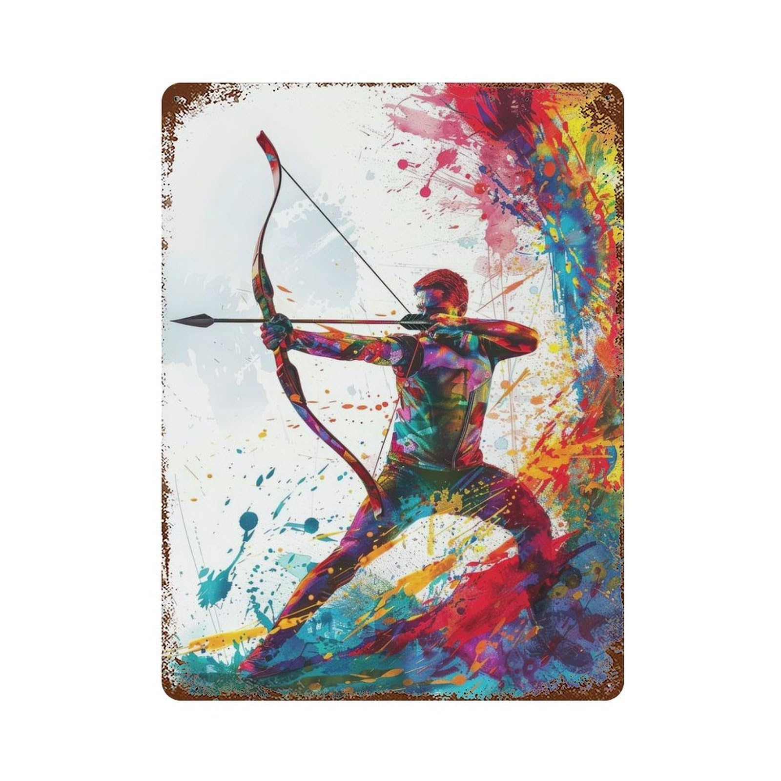 Dynamic Archer Vintage Rust Metal Sign 15.7"x11.8", for Pub, Kitchen And Man Cave Decor, Rustic Home Decor