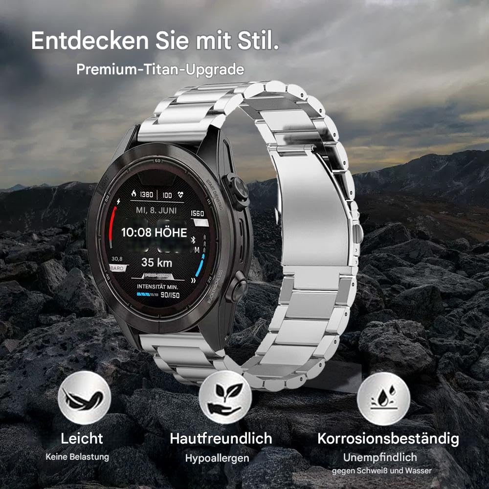 Correa de titanio de 18 mm para Vivoactive 4S/3S, Venu 2S/3S, 22 mm, cierre rápido, correa de metal para Fenix 8 47 mm/Forerunner 965, 26 mm pulsera para Fenix 8 51 mm/Enduro 3 51 mm/7X Pro