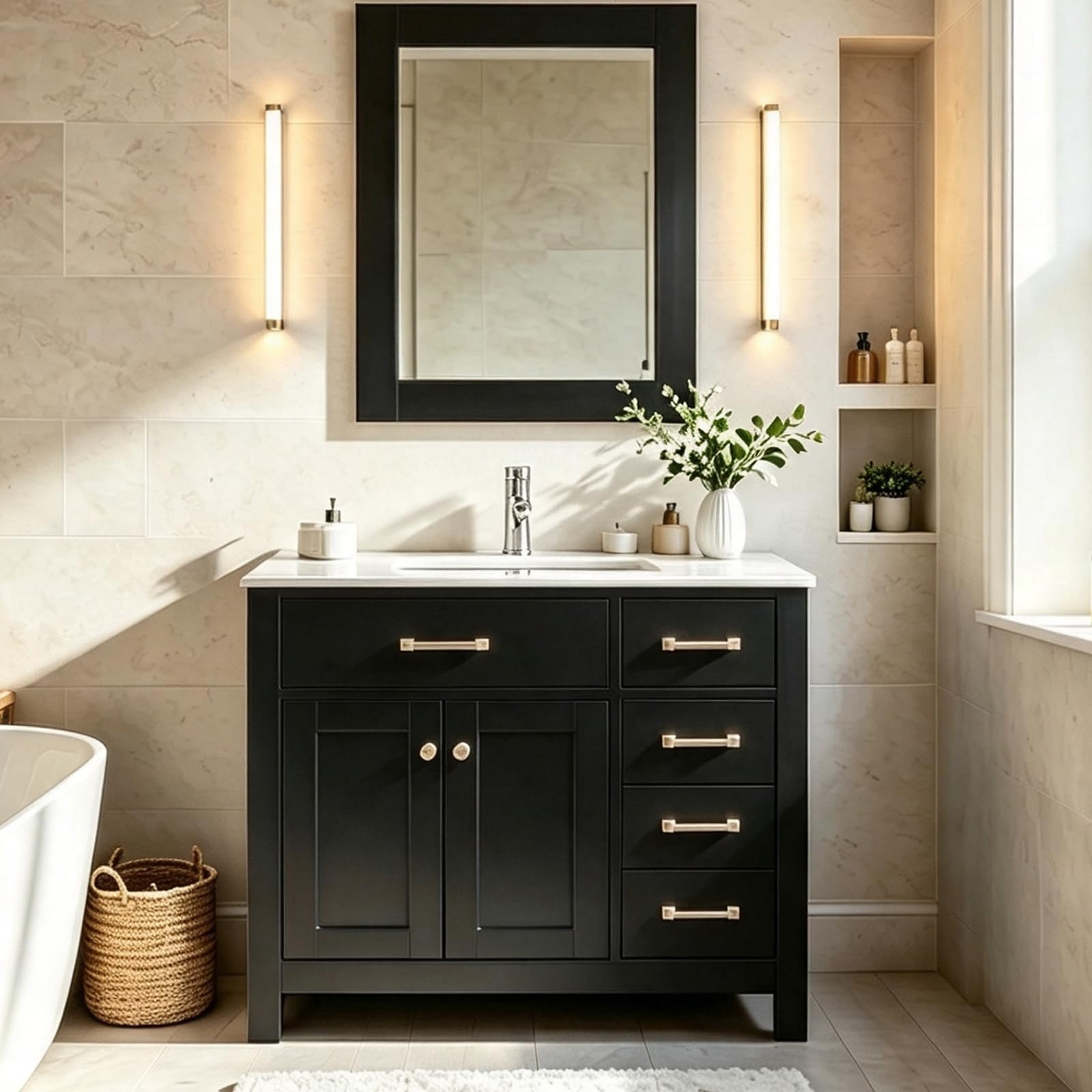 wonline 36 Inch Black Bathroom Vanity