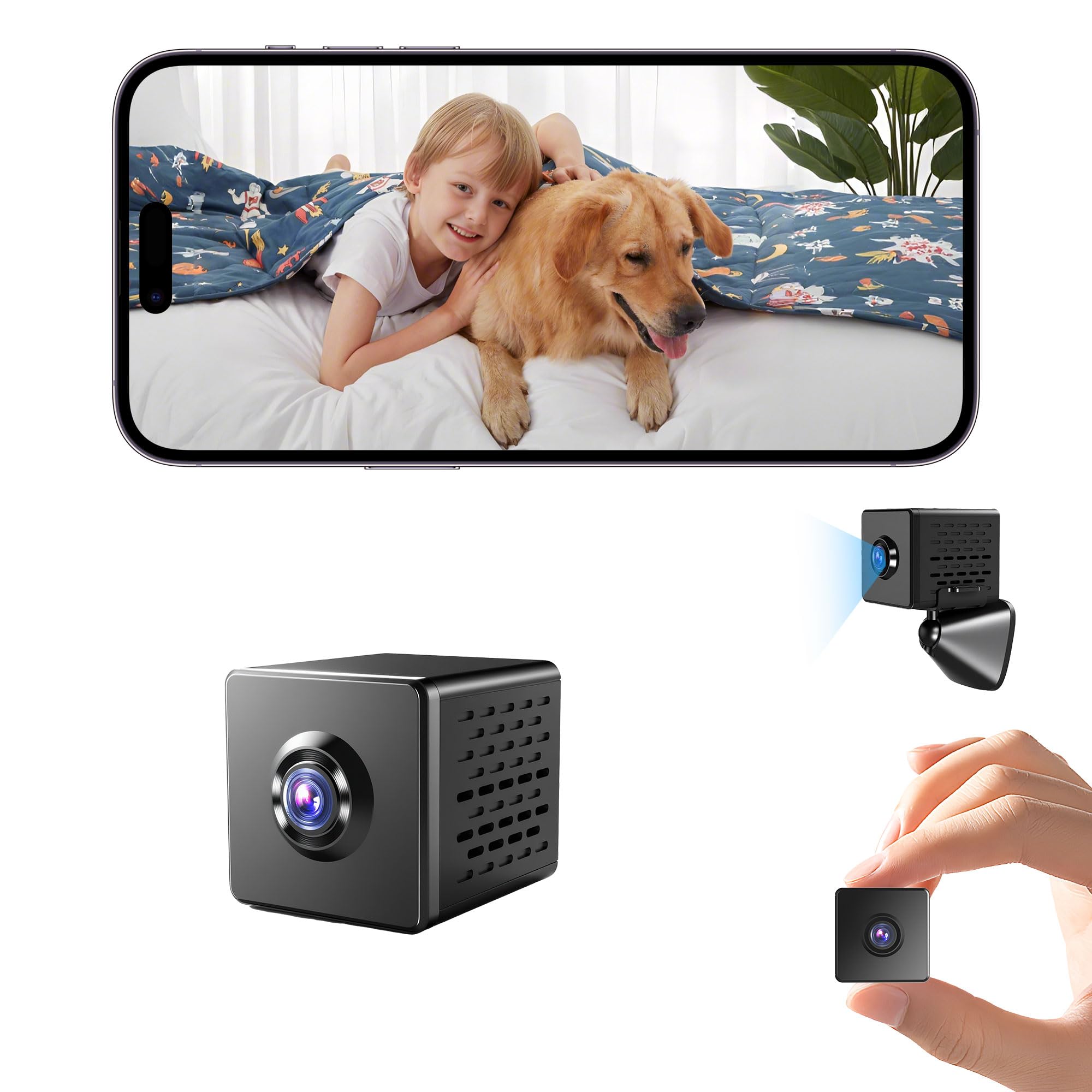 Hidden Camera, Spy Camera with 4K Live View, Motion Detection Nanny Cam Hidden Camera, Mini Camera with Cloud &amp; TF Storage, Night Vision Spy Cam, Quick Setup Indoor Camera for Baby, Pet and Older
