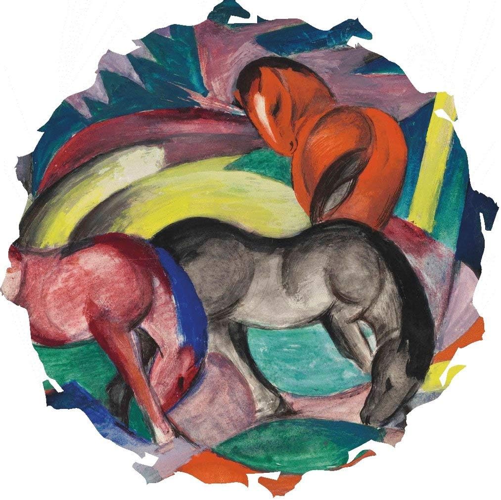 Amazon.co.jp Nautilus Puzzles 木製ジグソーパズル 3匹の馬 1912年フランツ・マルク 327個の木製ピース