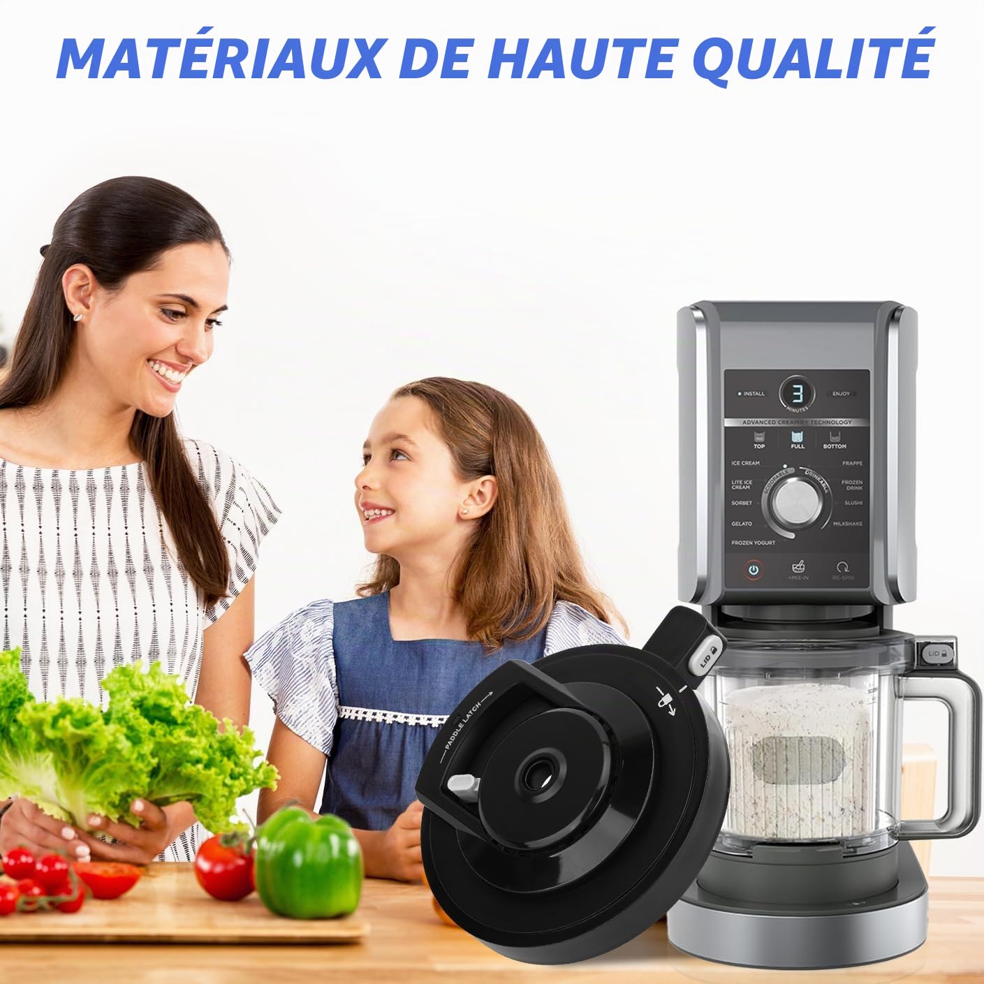 Couvercle extérieur pour machine à crème glacée Ninja Creami NC500 Series | NC500/NC501 couvercle de remplacement réutilisable