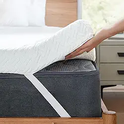 Tiita Cobertura de colchão de 7,5 cm, cobertura de colchão de espuma, capa de colchão removível, almofada de cama firme, almofada de colchão de espuma de alta densidade, protetor de colchão com alças