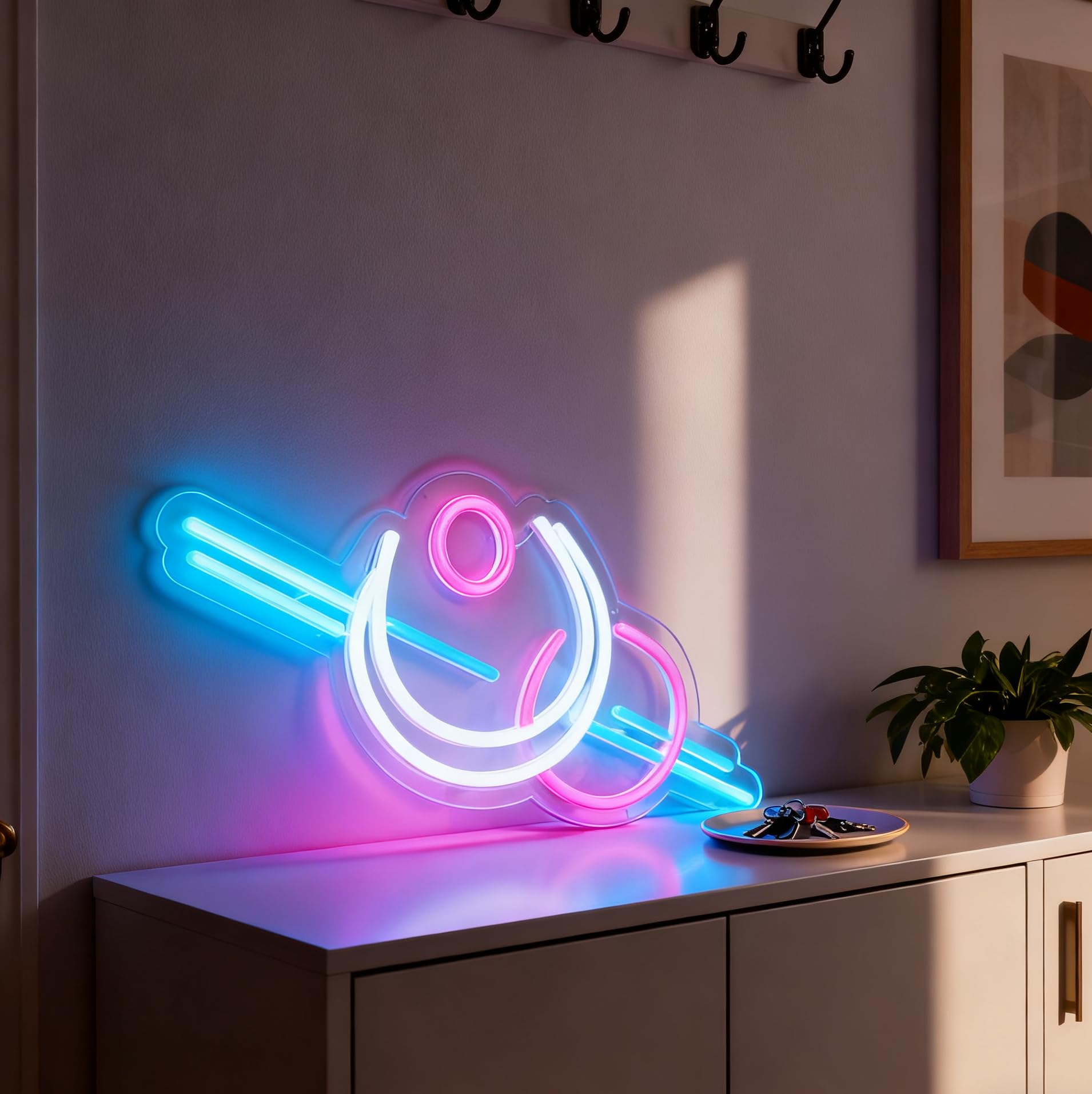 Letrero de neón LED rosa y blanco alimentado por USB, luz decorativa para el hogar, dormitorio, sala de estar, mesa de pared, decoración estética, 18.3 x 7.9 pulgadas