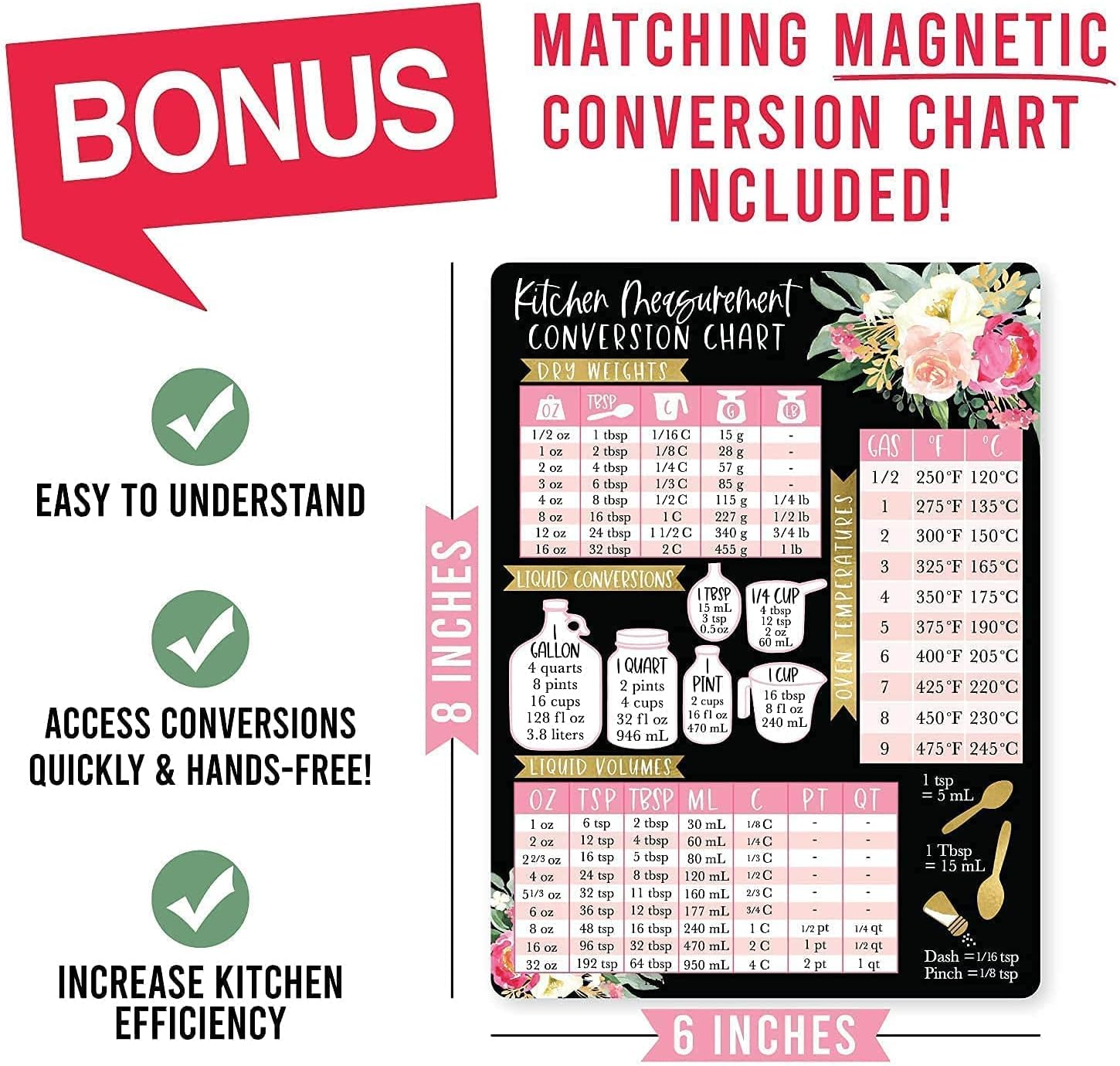 Black Floral Magnetic Dry Erase Calendar for Fridge and Magnetic Meal Planner for Refrigerator Set, Weekly Whiteboard Calendar, Monthly Calendar Dry Erase Board and Meal Planning Magnet for Fridge : Office Products