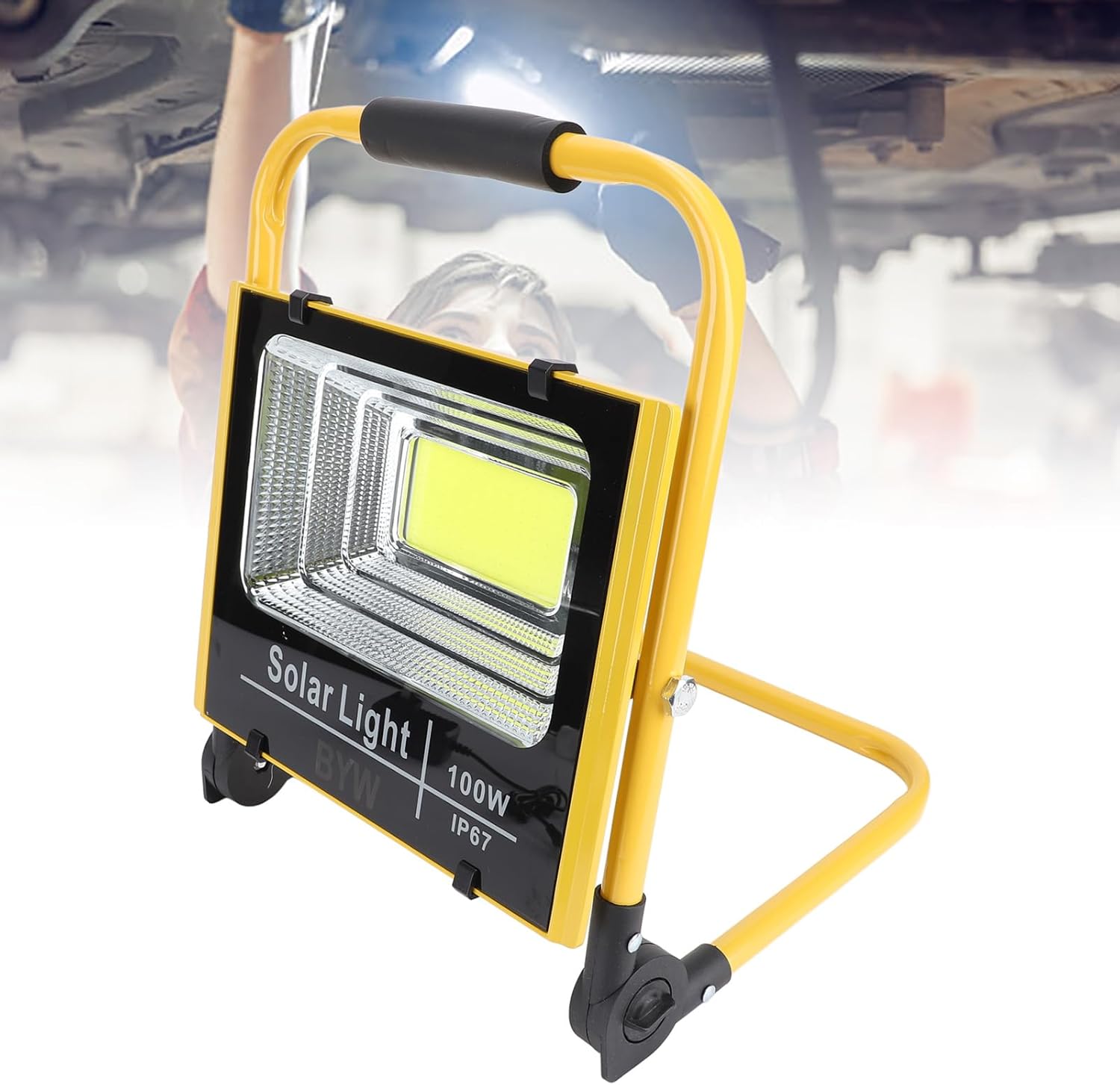Fabater Portable LED Work Solar Light illuminating under a car