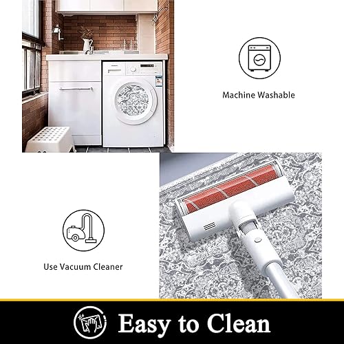 Miniatura 5 de Vaukki Alfombra de pasillo de pasillo, alfombra vintage lanuda suave para lavandería, antideslizante, alfombra de pasillo de entrada, alfombra de