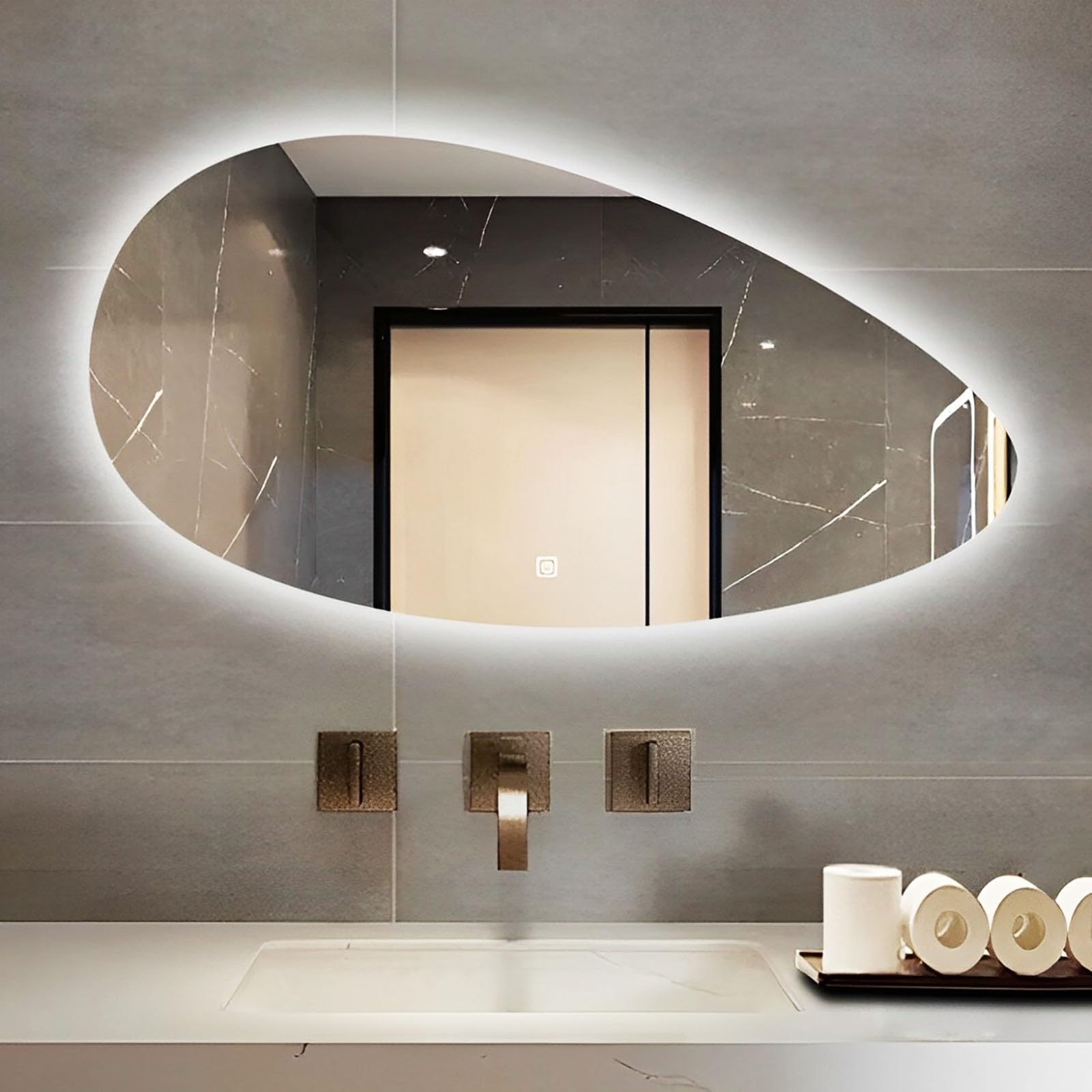 Miroir LED lumineux pour décoration murale de chambre et salle de bain contemporaine