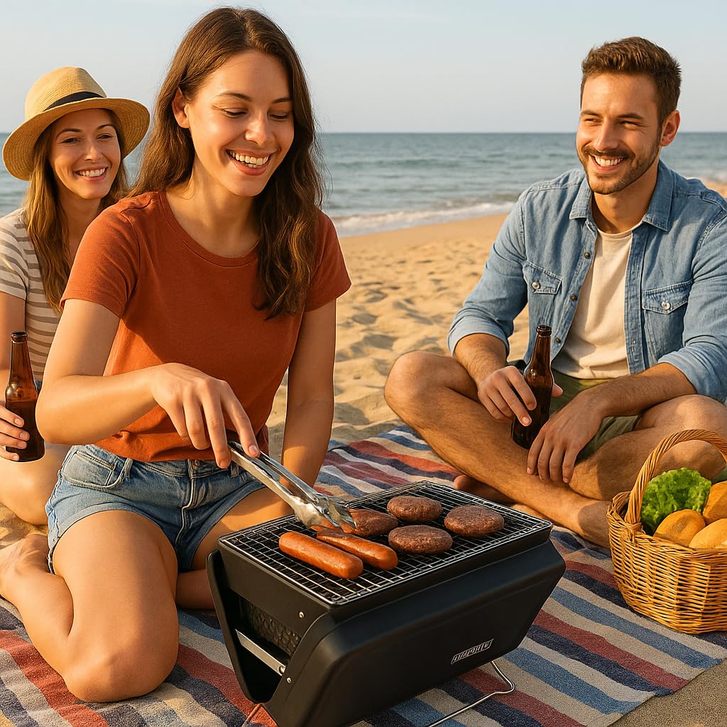 Valiant Barbecue portable pliable pour pique-nique et camping Noir