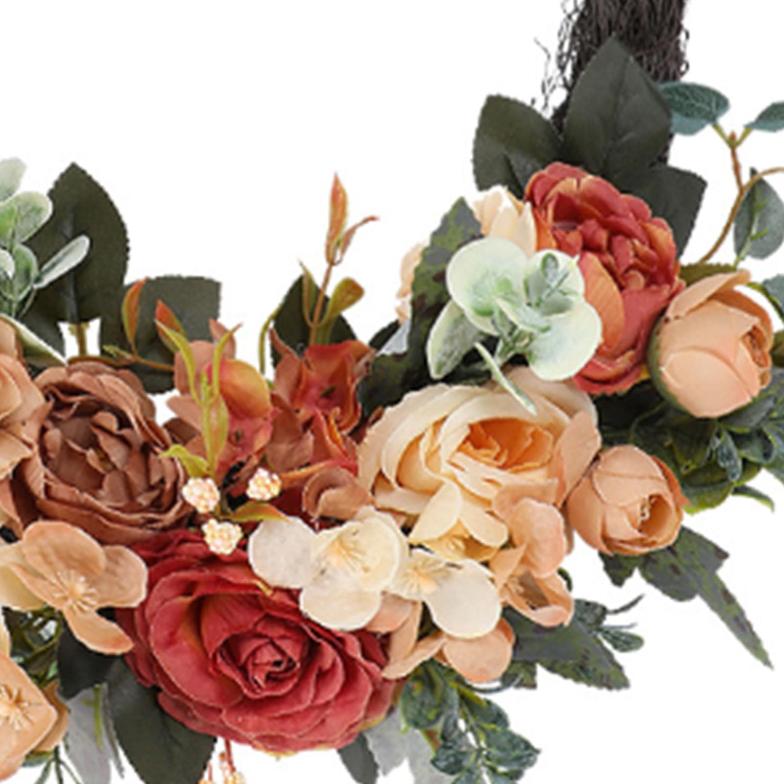RIZGHWOY Ghirlanda di Fiori Artificiali, con Realistica Composizione Floreale di Rose di Seta Decorazione Rustica da Appendere Alla Porta Primaverile Estiva per il Matrimonio (Ghirlanda di rose