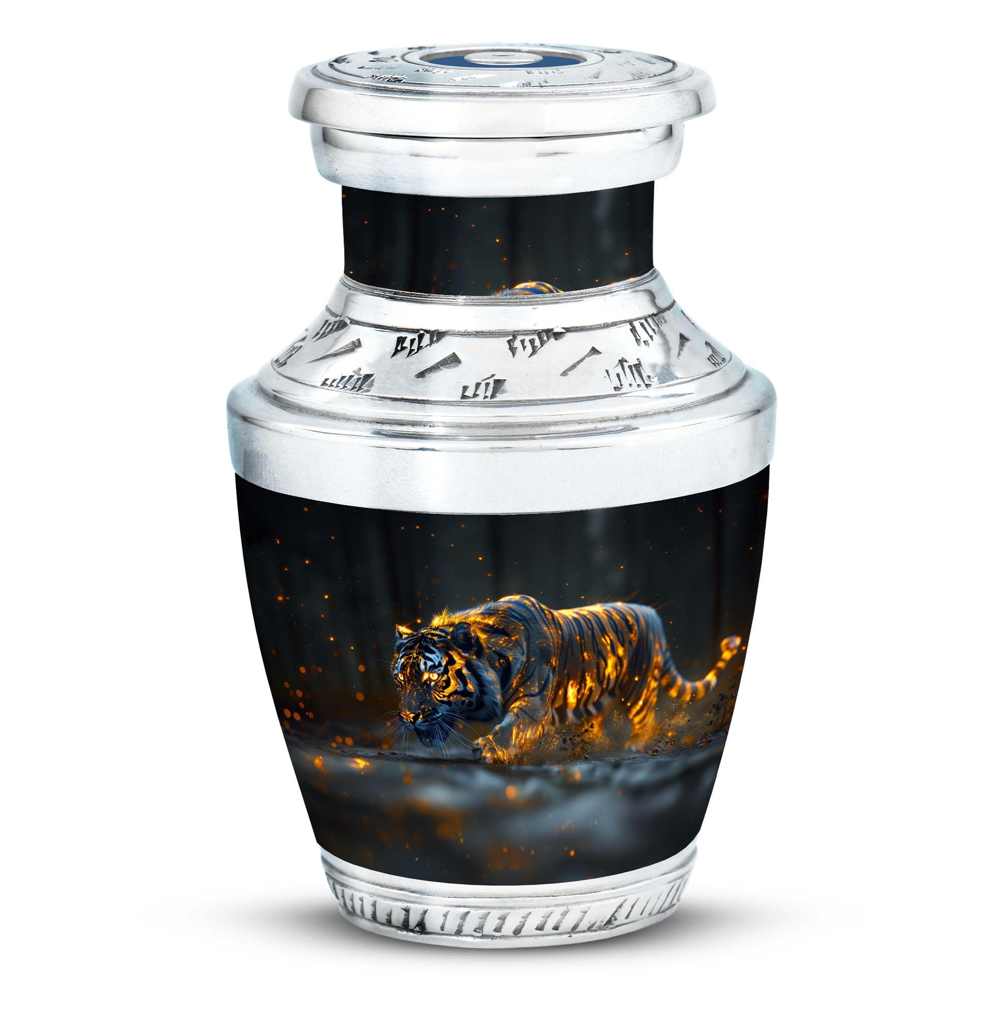 YATHABHISA Keepsake Urns for Ashes, Small Keepsake Urns, Urn for Ashes Adult Male & Female Small, Decorative Urn 3''_Black, Yellow | Bright Tiger Urn Theme | urn Small