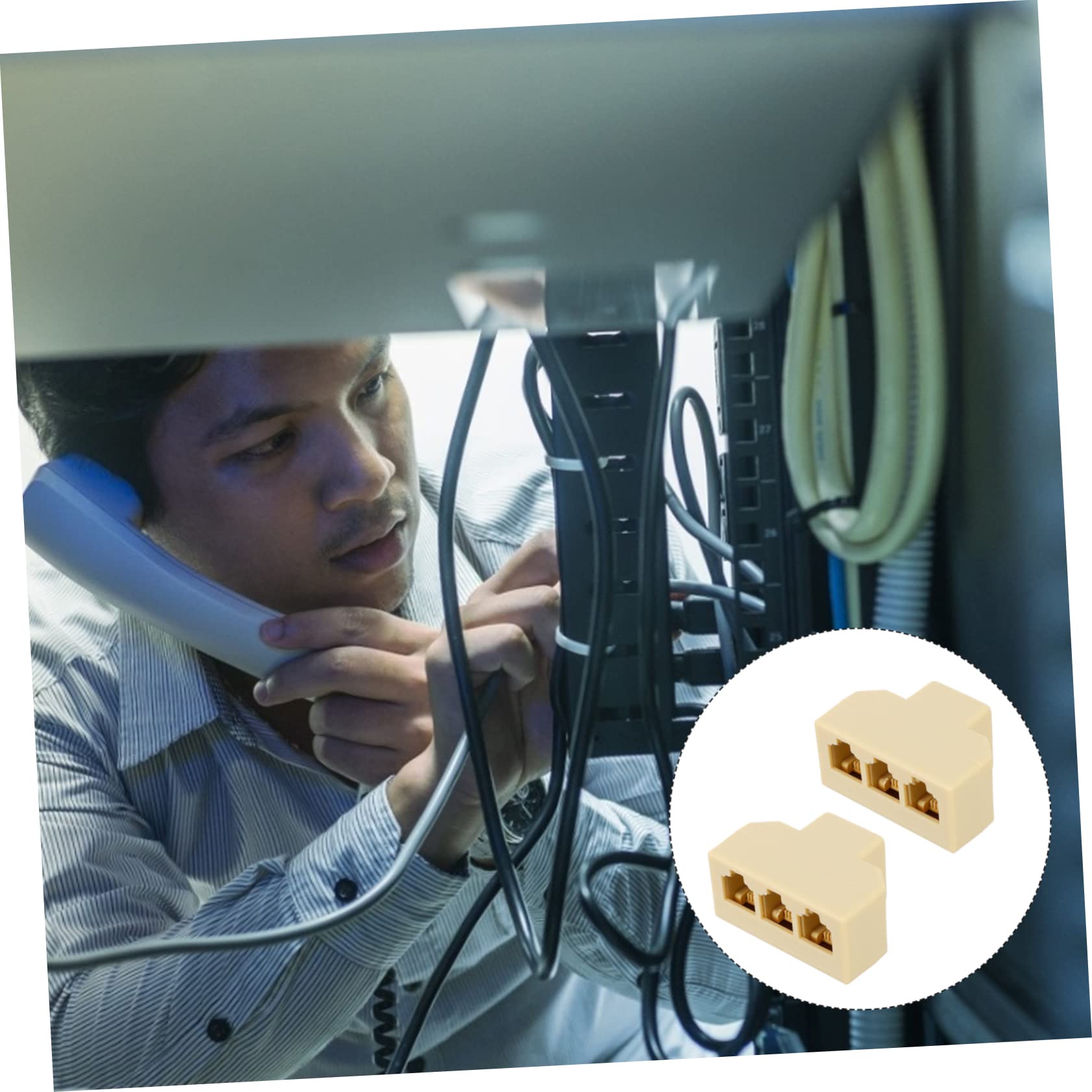 Angoily 2pcs Socket Splitter Adapter Triple Female Telephone Wall Connector for Landline Use Compact and Phone Splitter for Easy Installation and Convenience