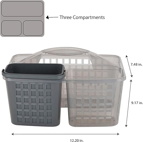 Miniatura 4 de Bath Bliss 2 en 1 portátil, organizador de ducha de baño para champú, acondicionador, jabón y cosméticos, en bolsa de baño gris (26118-GREY)