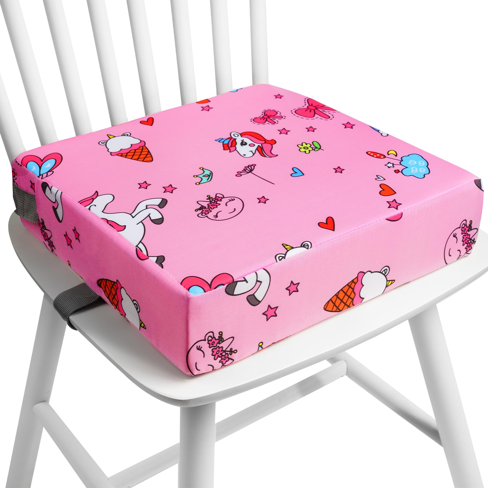 HOTUT Sitzerhöhung Stuhl Kind,Tragbares Cartoon Boostersitz,Stuhlerhöhung Kissen für Kleinkind,Abnehmbar Waschbar Sitzkissen Kinder Stuhl mit 2 Anti-Rutsch-Schnalle für Essen,Ausflug,Picknick,Reisen