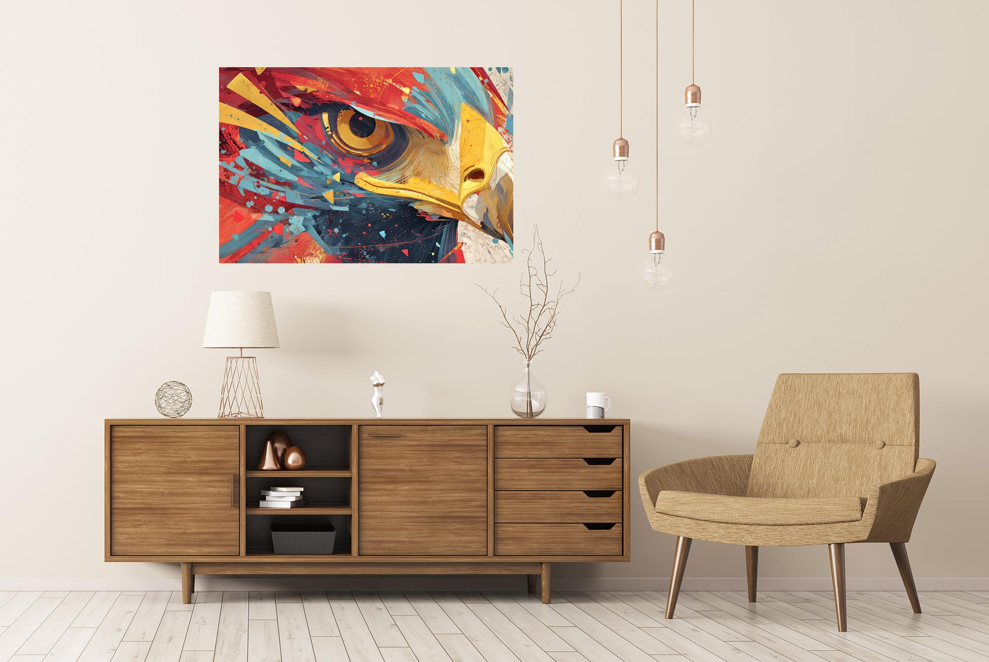 islandburner Prime Poster raffigurante un'aquila in colori e forme dinamici – Poster 130 x 90 cm