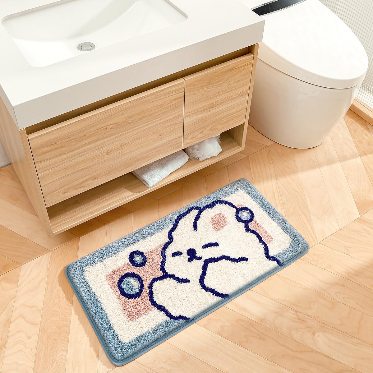 Molesun Simpatico tappetino da bagno, tappetini da bagno extra morbidi e assorbenti, lavabili in lavatrice a secco, tappetino antiscivolo per vasca, doccia e bagno, 40x80cm