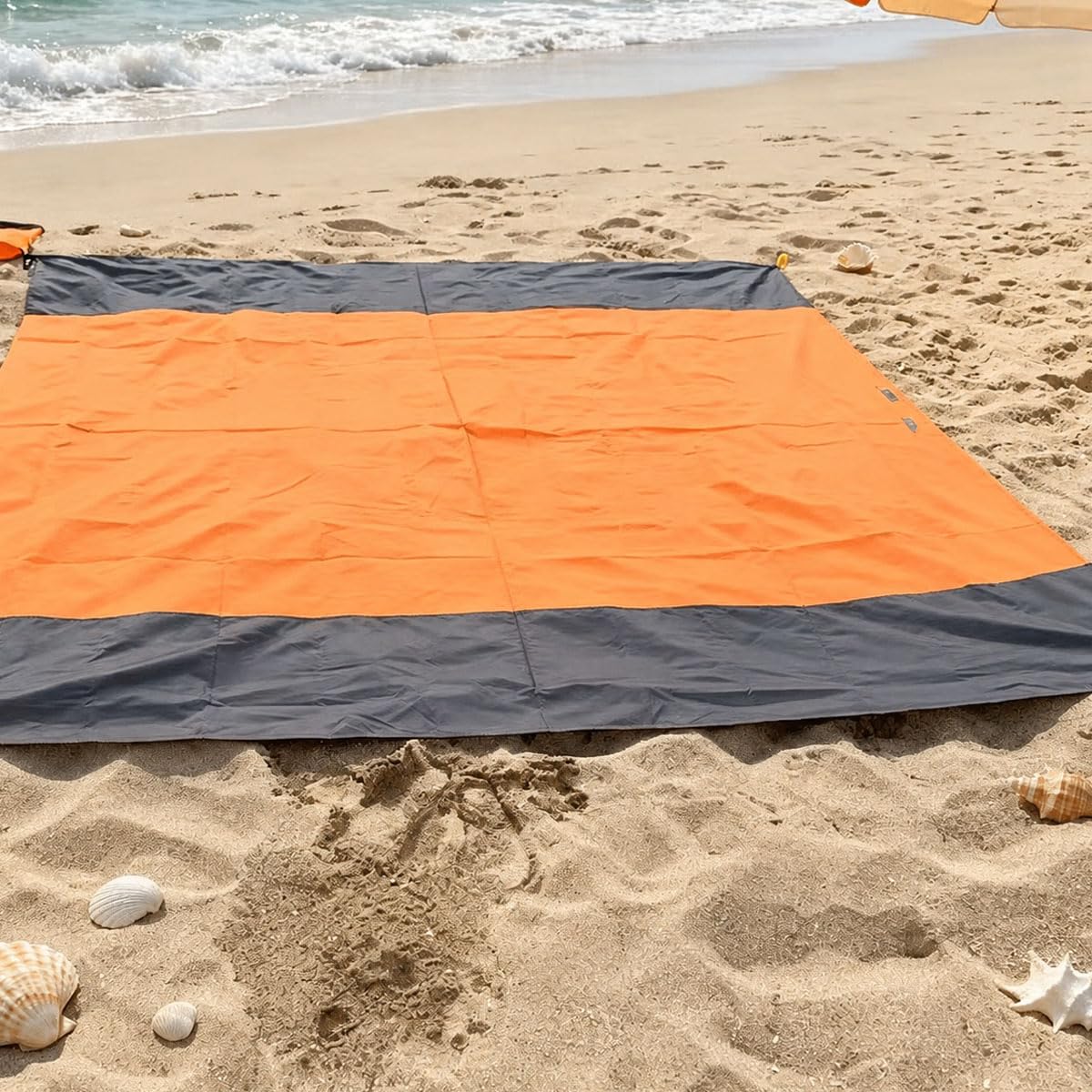 Grande Couverture De Plage Imperméable 200 X 210 Cm, Tapis De Pique-nique | Grand Tapis De Pique-nique Imperméable Et Résistant Au Sable Avec 4 Piquets De Sol, Sac De Transport Compact Et Surface Facil