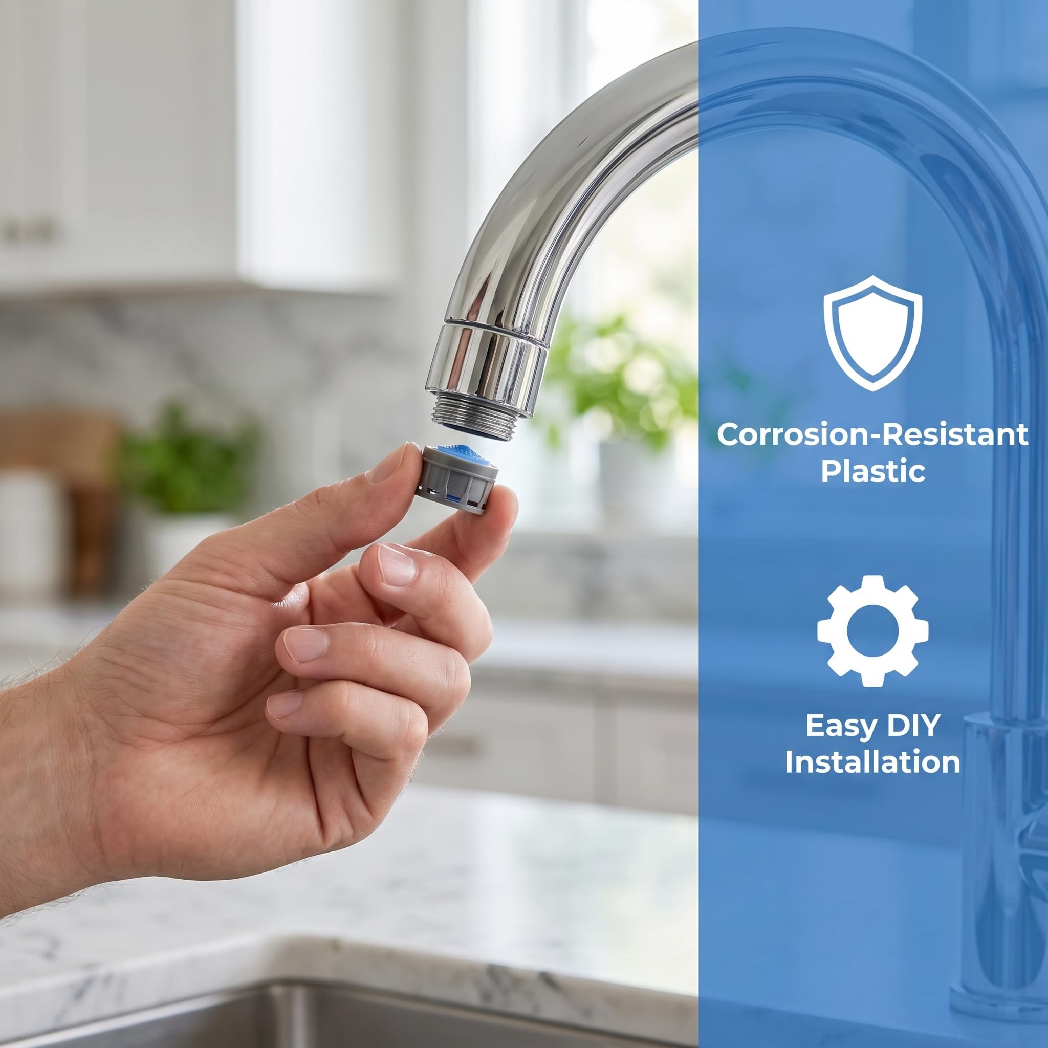 LaWana 116711 Wasserhahn-Luftsprudler für Moen, 1,5 GPM wassersparender Belüftereinsatz, Ersatz für Küchen- und Badezimmerarmaturen, 2 Stück, kompatibel mit Moen 116711 Wasserhahn-Teilen (Blau 116711)