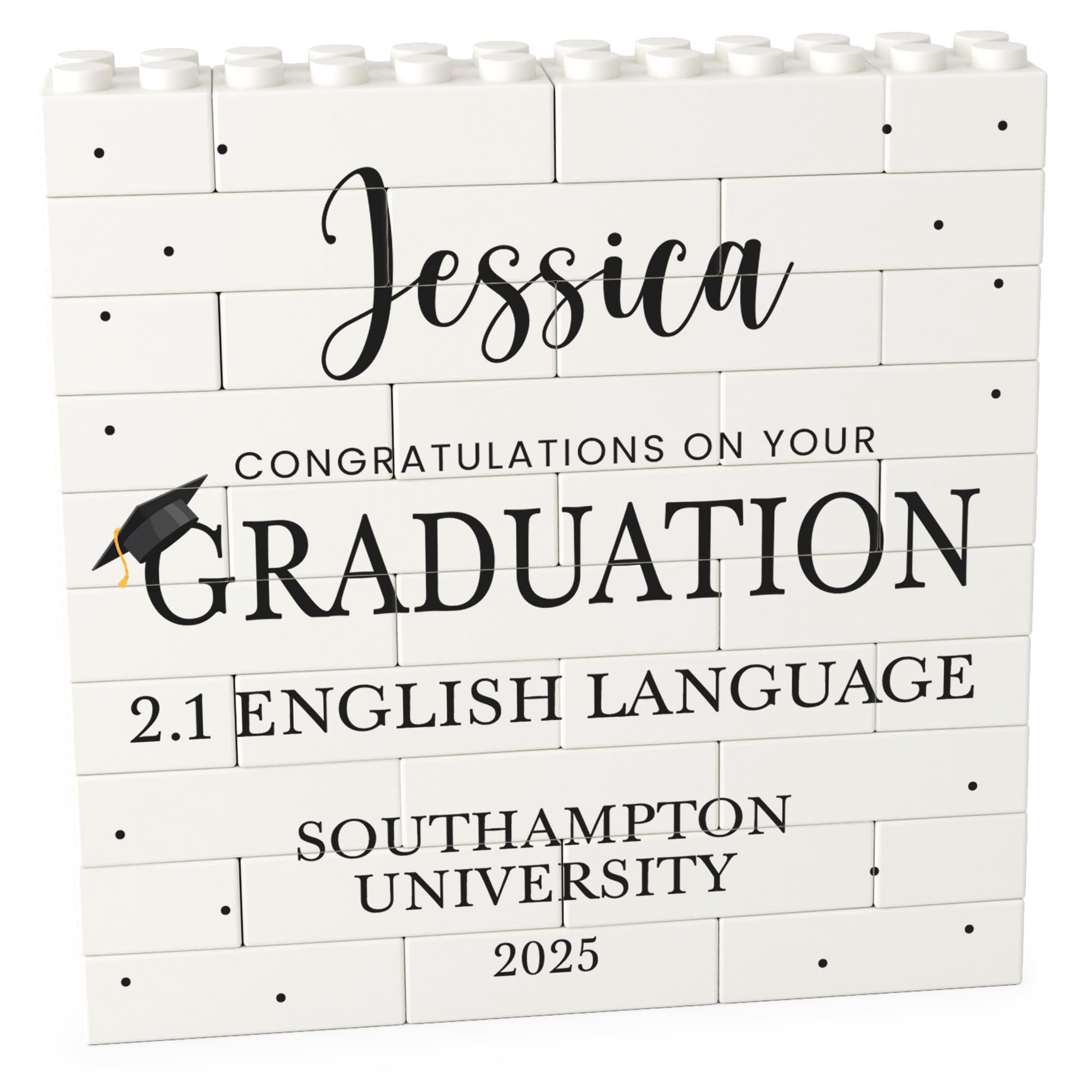 Beecreative Personalised Graduation Gifts For Her 2025 - Custom Building Block Puzzle Set - Graduation Congratulations Present For Daughter