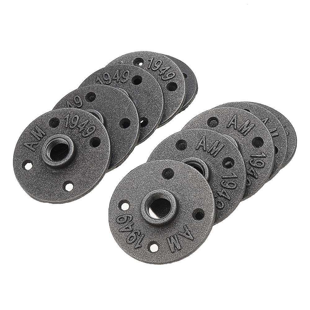 10 Unids/Set 1/2 '3/4' 1 'Placas De Brida De Piso De Hierro Fundido Maleable 4 Agujeros Tubos Negros Accesorios Tubería Industrial Muebles Montaje En Pared Decoración De Bricolaje - 1 pulgada