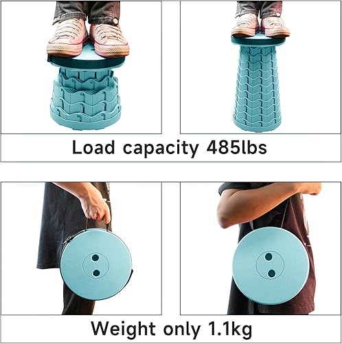 Miniatura 3 de ZTMT Taburete plegable colorido, taburete plegable portátil, capacidad de carga máxima de 397 libras, taburetes plegables telescópicos, taburetes