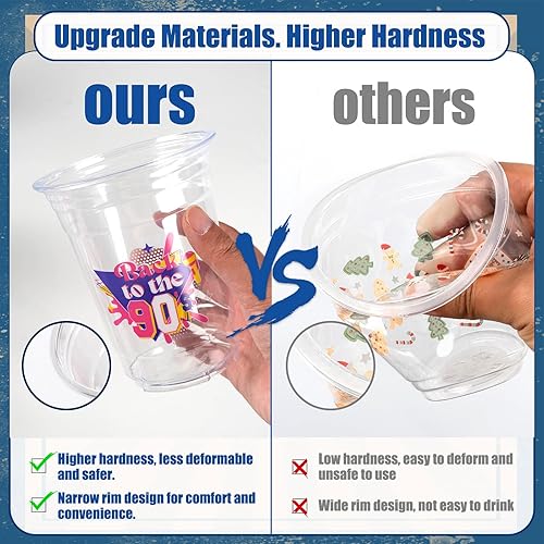 Miniatura 4 de Vasos de decoración de fiestas temáticas de los años 90, 50 vasos de plástico desechables de 16 onzas para música retro, hip hop, baile de regreso a