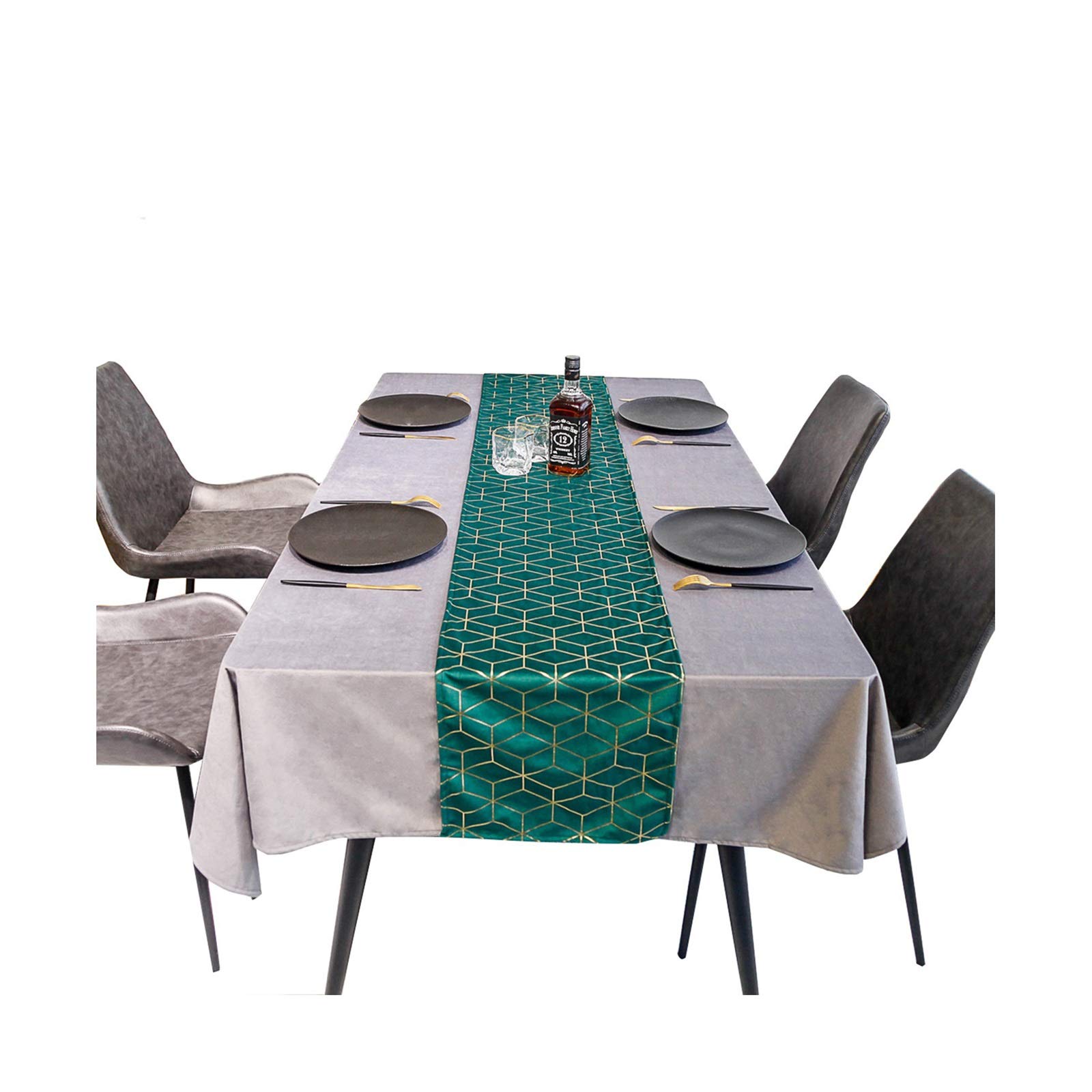 Tischdecken Lotuseffekt, Fiber Grün Gold Tischläufer Einfache Samtraute Tischläufer Velvet 32x180CM