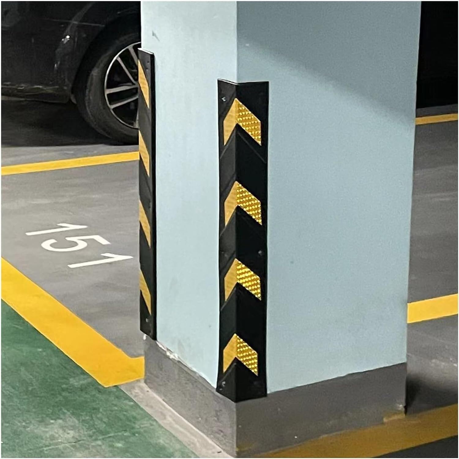 Tianqihao Yellow Garage Column Protector Wall Corner Guard For Parking Garages, Reflective Wall Corner Protector With Strips, Rubber Column, 1Cm Thick To Protect Parki,-15Pcs