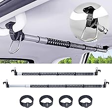 2 Pcs Car Hanger Bar Rod Holder Car Ceiling Storage with Fixed Strap 35.8 - 64.4 inches (91 - 164 cm), Extendable Adjustable, Load Capacity 88.2 lbs (40 kg), Anti-Slip, Suitable for Most