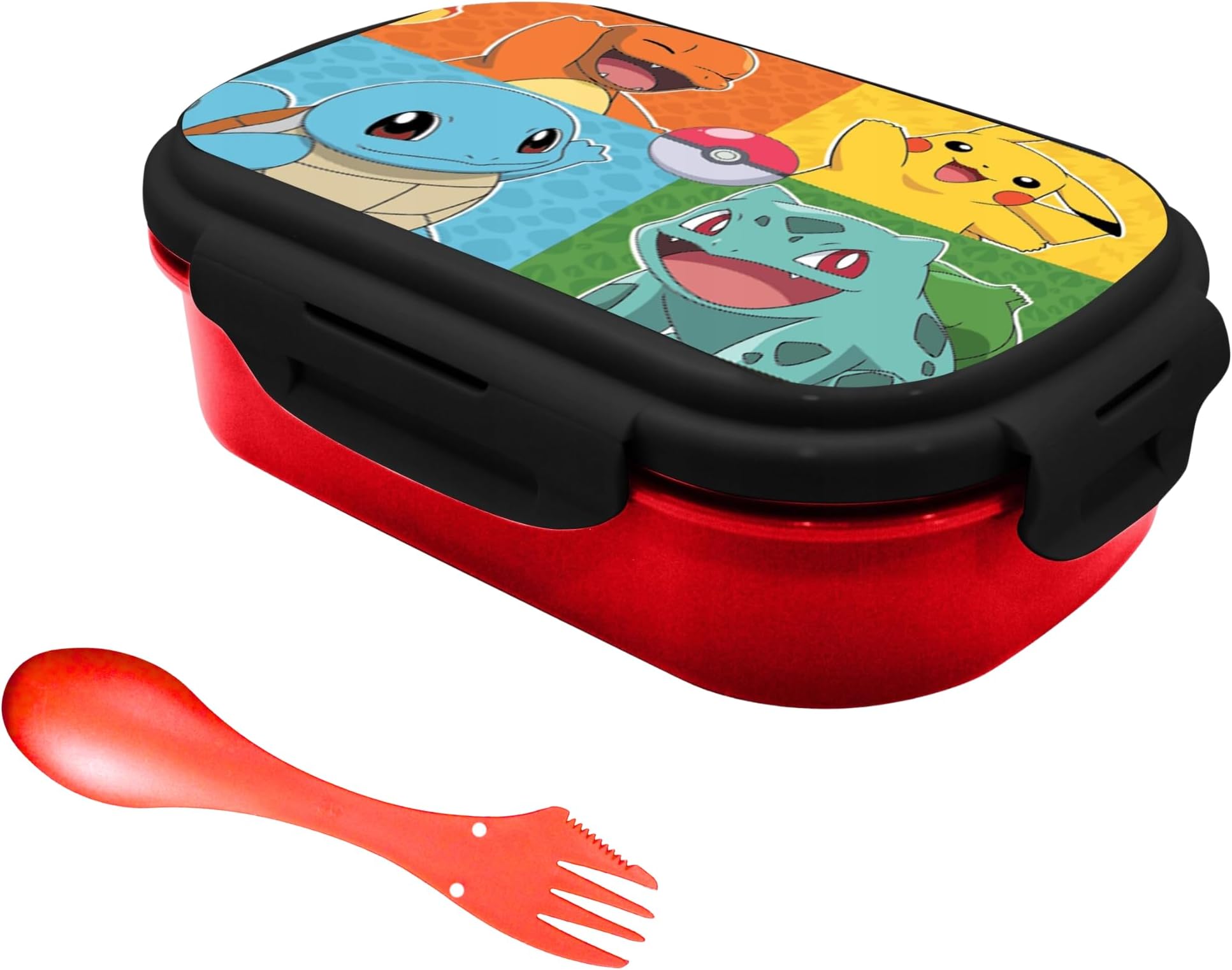 Pokemon Lunch Set, Kids Lunch Container for School, Includes Lunch Box and Fork, Reusable Snack Container for Boys