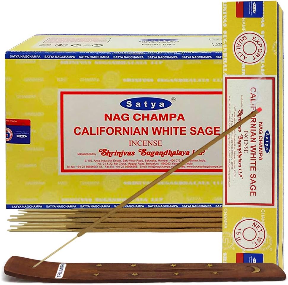 California White Sage Incense Sticks and Incense Stick Holder Bundle Insence Insense Satya