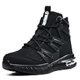 Steel Toe boots for Men Women Comfortable Lightweight Mens Work Boots with Air Cushion Puncture Proof Indestructible Safety Shoes for Construction & Warehouse Jobs