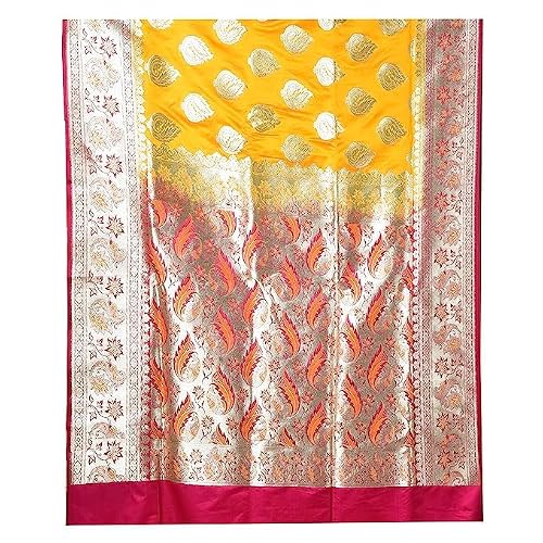Aishani Collection yellow banarasi silk saree in katan silk – image 6