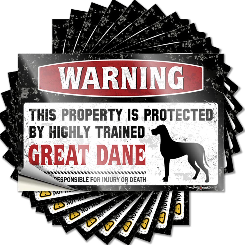 Warning This Property is Protected By A Highly Trained Great Dane Fun Darts DIY | Smiley Face Tattoos Window Removable Vinyl Sticker Decal(12X18CM)