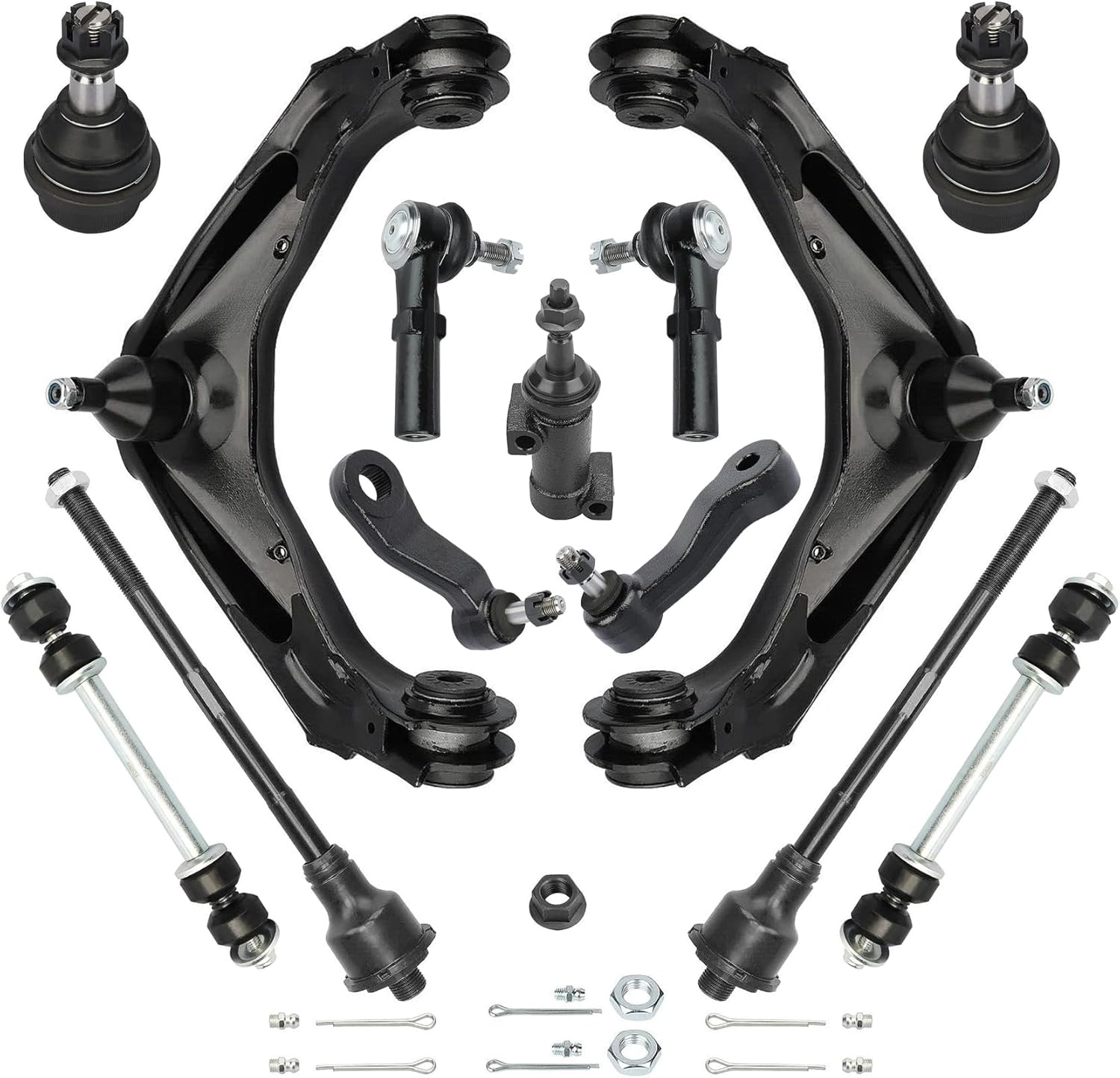 13pc Front Upper Control Arm Tie Rod Ball Joint Pitman Idler Arm Sway Bar Links 8-Lug Suspension Kit for Chevy Silverado 1500 2500 3500 for GMC Sierra Yukon for Hummer H2 2000-2012