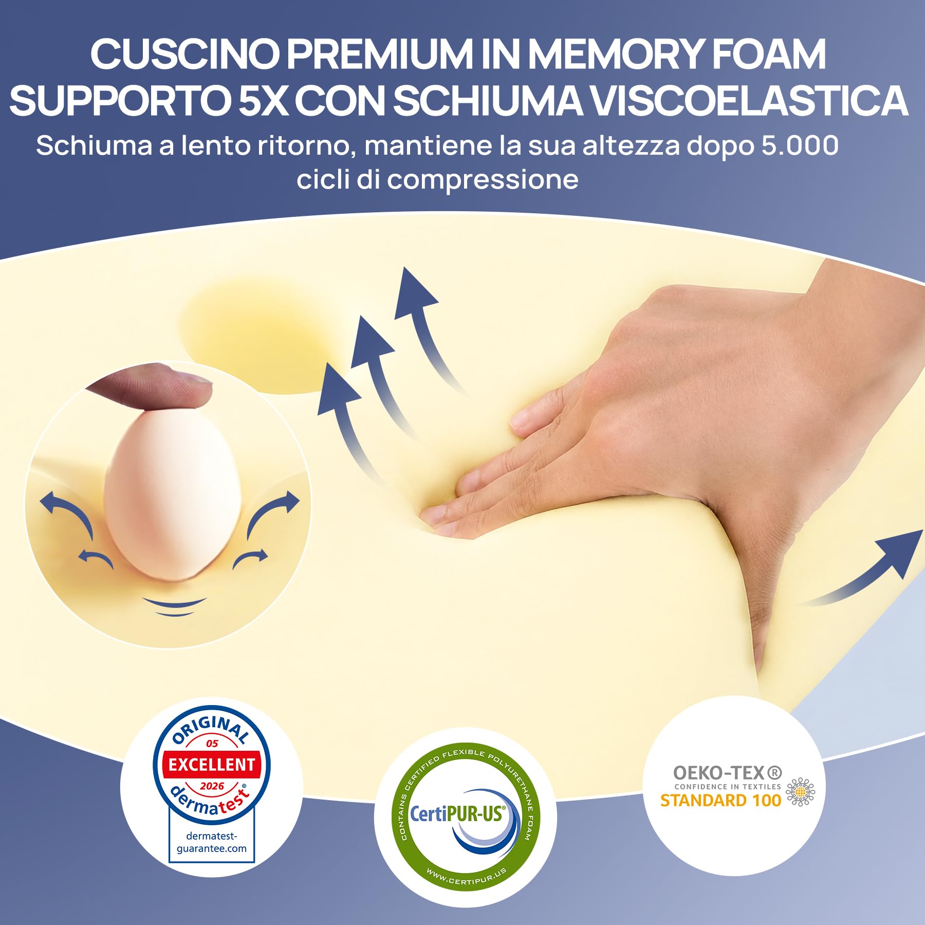 MULISOFT Cuscino Cervicale per Dormire, Cuscino Ergonomico in Memory Foam, 2 in 1 Cuscino a Farfalla Ideale per ogni Posizione del Sonno, Federa Sfoderabile e Lavabile, 67×36×10/12 cm, P-105 Grigio