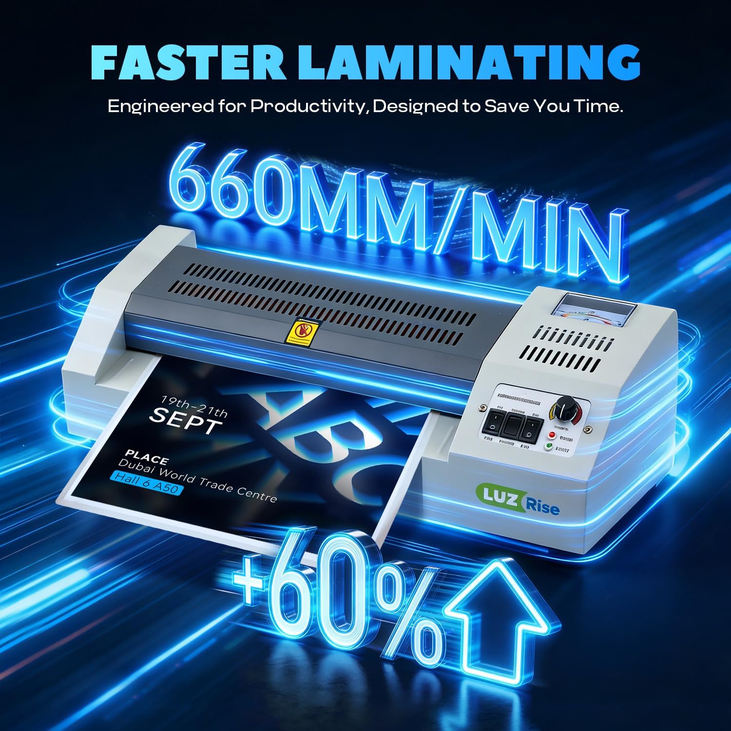 13-Inch Thermal Laminator Machine, 3-10 Mil, 4-Roller Professional Laminator, A3 Cold & Hot Laminating Machine & Foil Applicator with Temp Display MAX 320℉ for Office/School/Business (HD320)