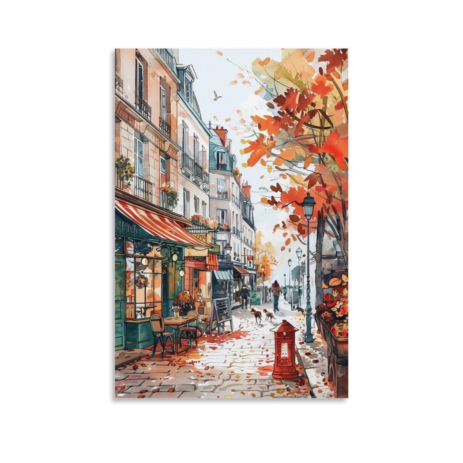 WHOUHJYE Autumn Paris 02 Poster Wall Art Canvas Vintage Aesthetic Painting Decor for Rooms 08x12inch Unframe-style